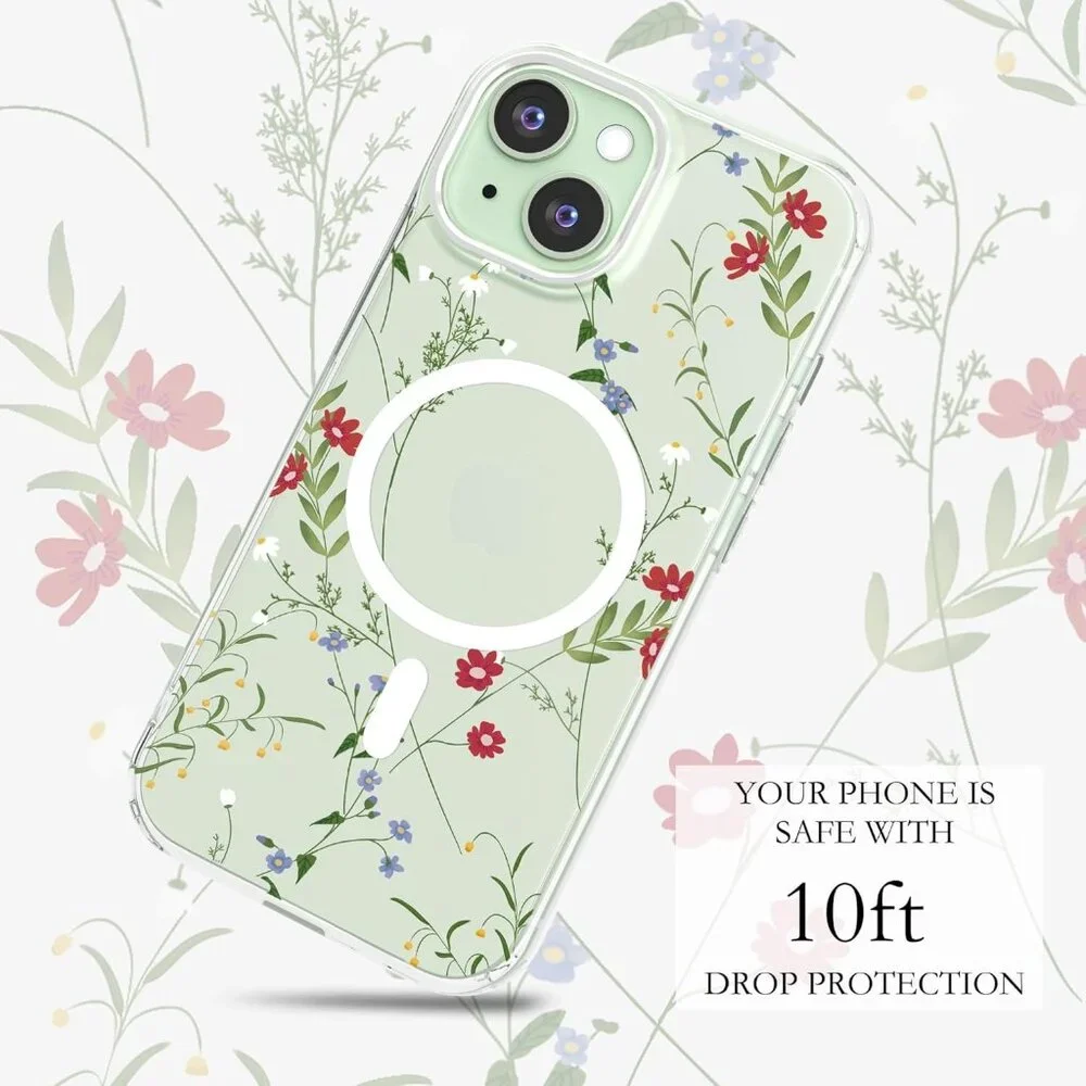 Floral Case for iPhone 15 Compatible with mag~Safe Clear Shockproof NEW IN BOX